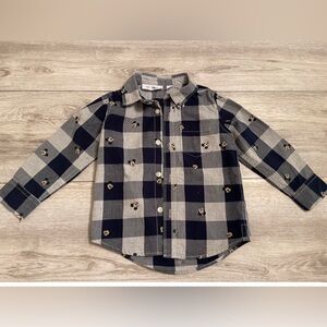 GAP Kids Navy and Gray Plaid Button Down Shirt